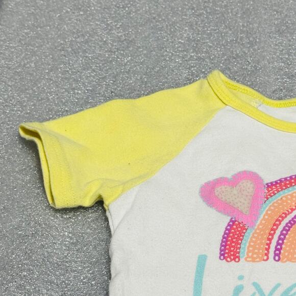 Est. 1989 Place Toddler Girl's Rainbow & Heart Live Love Short Sleeve Top 5T - Picture 3 of 6